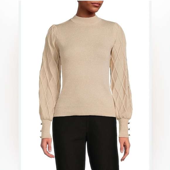 Nanette Lepore Sweaters - Nanette Lepore Large Metallic Mockneck Sweater in champagne Item# 9G